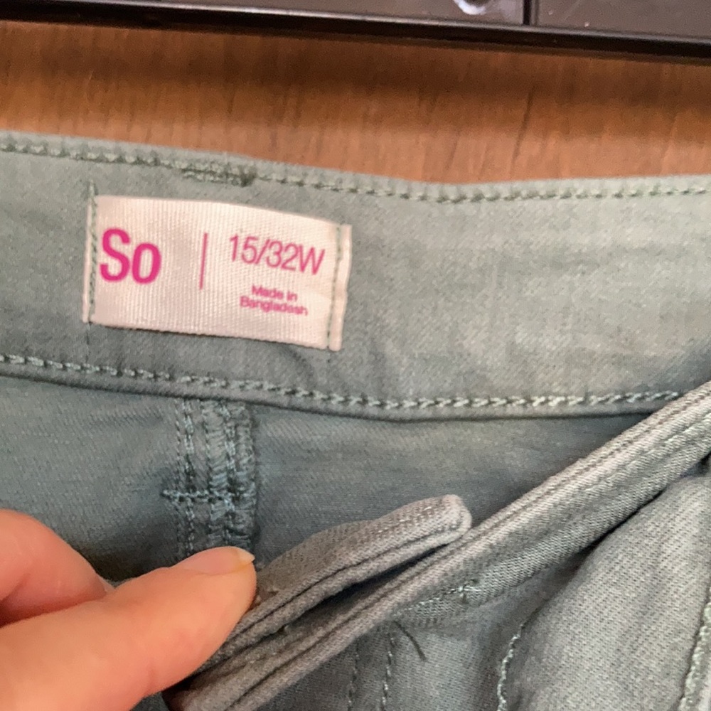 So high rise belted jegging green size 15 / 32 juniors - Picture 8 of 17
